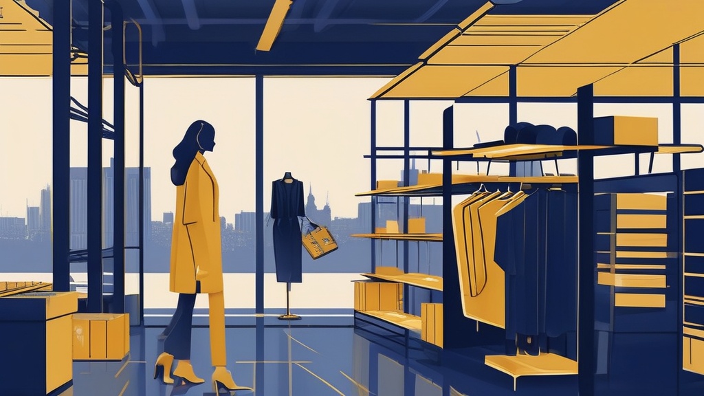 Magazyn fashion e-commerce w Warszawie z wieszakami pełnymi niesprzedanej kolekcji i nieotwartymi paczkami zwrotów — symbolizuje moment kryzysu płynności w branży D2C przed restrukturyzacją
